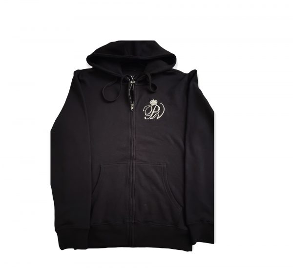 Black Zip-up Hoodie- Free T- Shirt (White) Bling