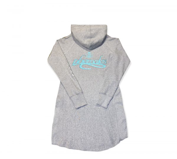 Heather Grey Hooded Sweatshirt Dress- PW (logo) Tiffany Blue (Bling) - Image 2