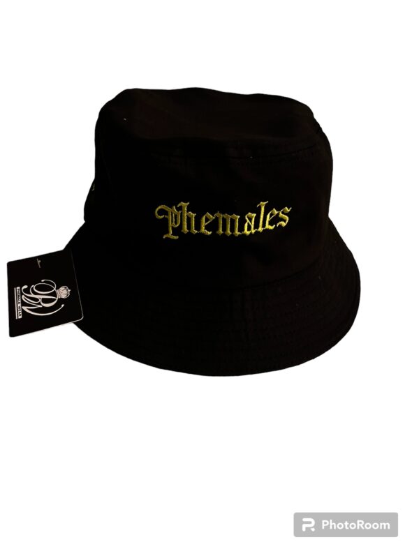 Black Bucket Hat- Phemales (Lime Green)